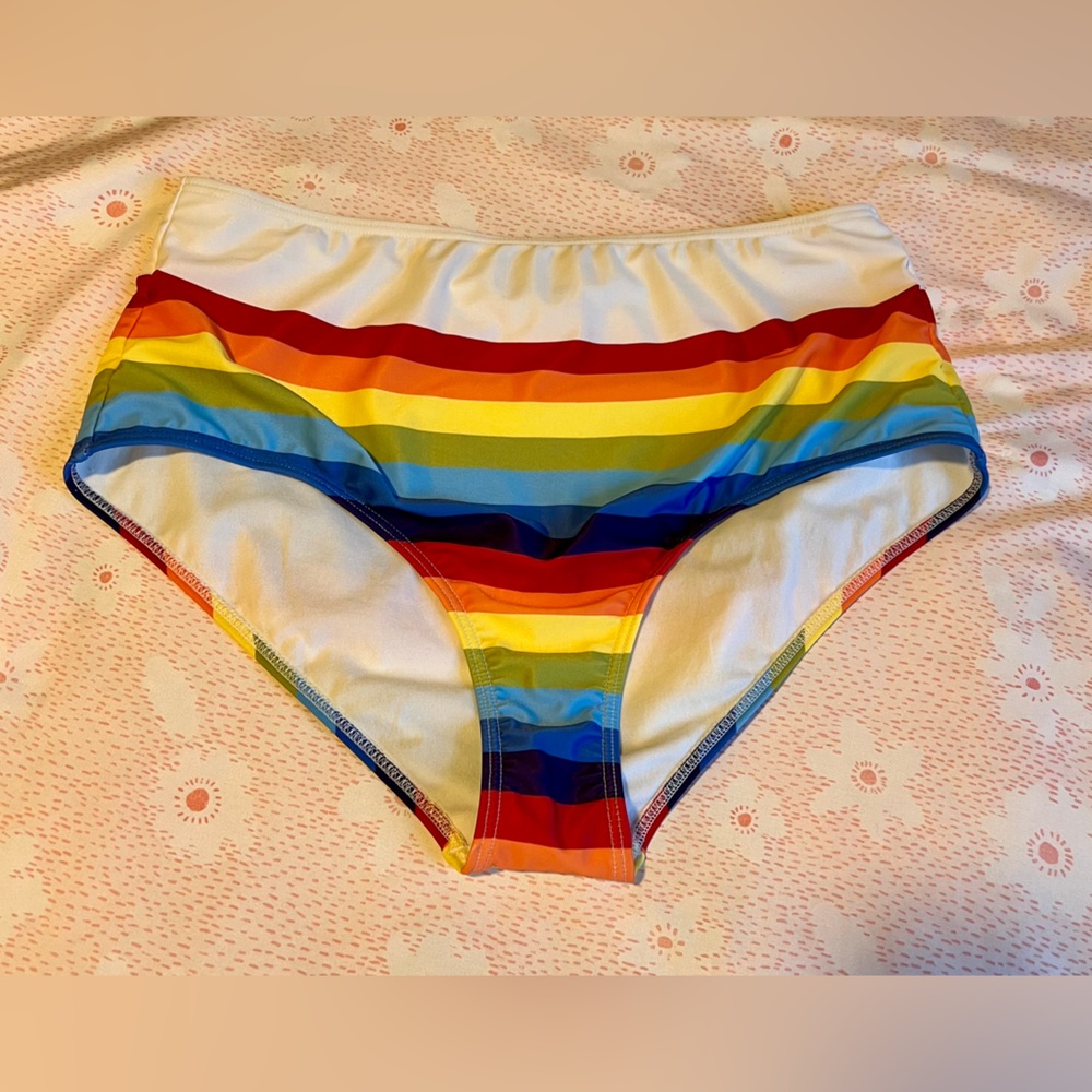 ModCloth Rainbow Striped Swim Bottoms Sz XL